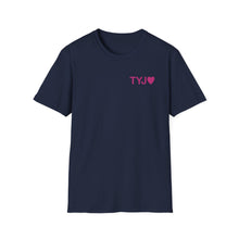 Load image into Gallery viewer, Thank You Jesus T-Shirt | Christian Faith Tee, PINK script heart