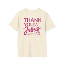Load image into Gallery viewer, Thank You Jesus T-Shirt | Christian Faith Tee, PINK script heart
