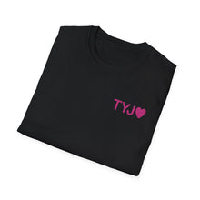 Load image into Gallery viewer, Thank You Jesus T-Shirt | Christian Faith Tee, PINK script heart
