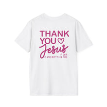 Load image into Gallery viewer, Thank You Jesus T-Shirt | Christian Faith Tee, PINK script heart
