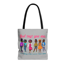 Load image into Gallery viewer, African American Teen God Says You Are Tote Bag, Affirmation, Inspirational
