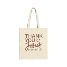 Load image into Gallery viewer, Thank You Jesus script print Tote Bag | Christian faith typography, religious canvas tote
